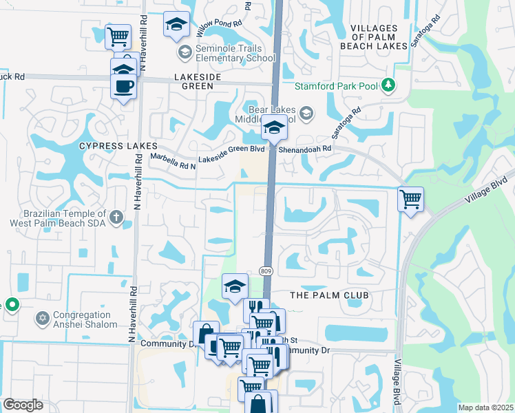 map of restaurants, bars, coffee shops, grocery stores, and more near 4613 Tara Cove Way in West Palm Beach
