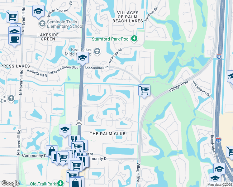 map of restaurants, bars, coffee shops, grocery stores, and more near 1103 Green Pine Boulevard in West Palm Beach