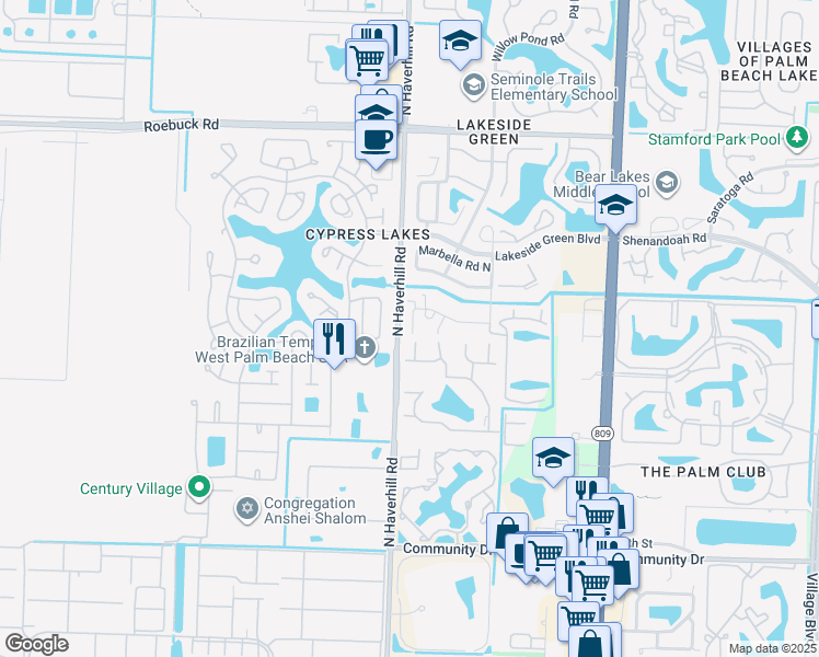 map of restaurants, bars, coffee shops, grocery stores, and more near 4958 Alder Drive in West Palm Beach