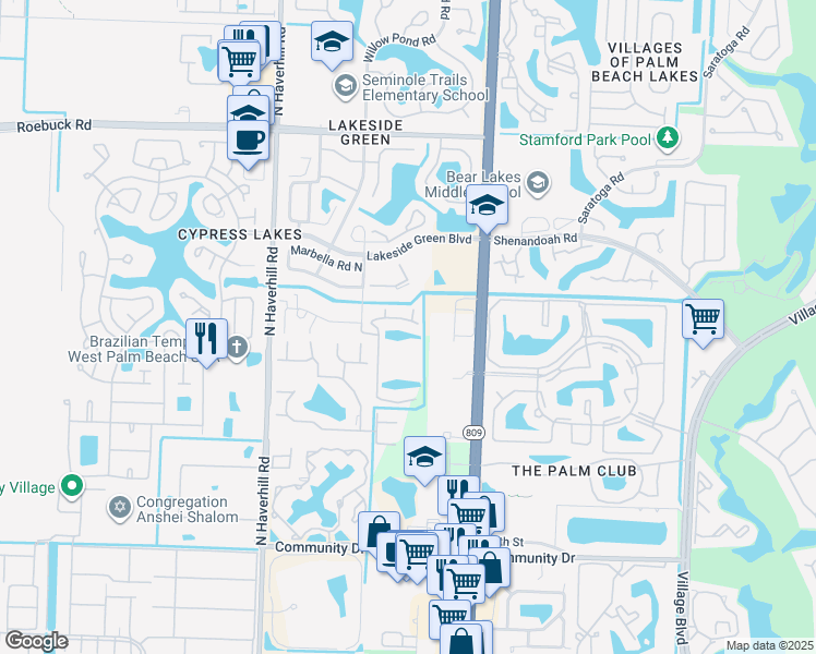 map of restaurants, bars, coffee shops, grocery stores, and more near 3658 Alder Drive in West Palm Beach