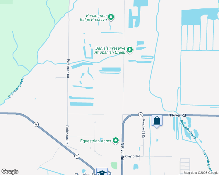 map of restaurants, bars, coffee shops, grocery stores, and more near 18201 Persimmon Ridge Road in Alva