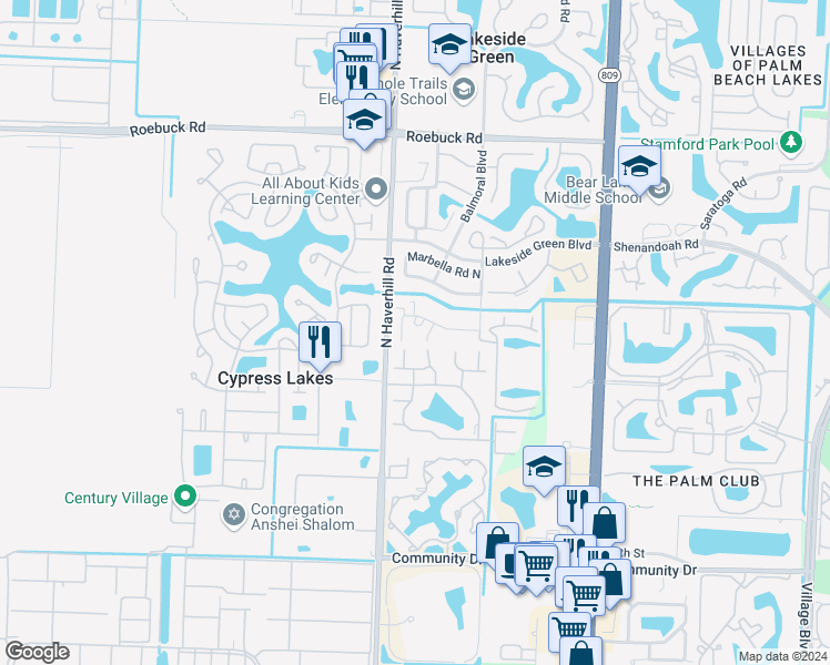 map of restaurants, bars, coffee shops, grocery stores, and more near 4958 Alder Drive in West Palm Beach