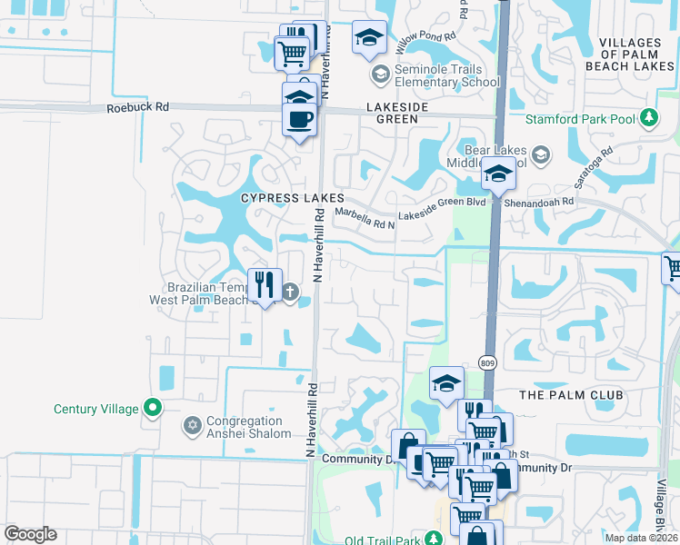 map of restaurants, bars, coffee shops, grocery stores, and more near 4938 Alder Drive in West Palm Beach