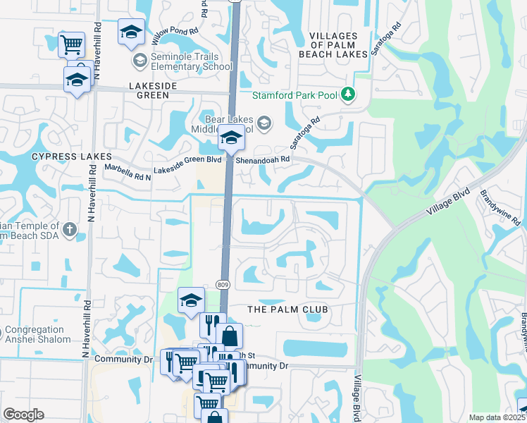 map of restaurants, bars, coffee shops, grocery stores, and more near 1012 Green Pine Boulevard in West Palm Beach
