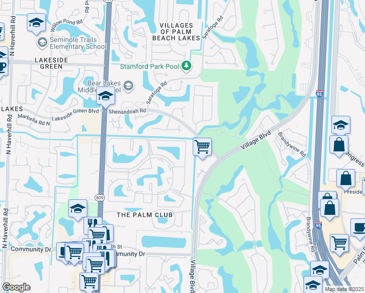 map of restaurants, bars, coffee shops, grocery stores, and more near 1109 Green Pine Boulevard in West Palm Beach