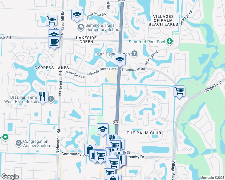 map of restaurants, bars, coffee shops, grocery stores, and more near 4671 Tara Cove Way in West Palm Beach