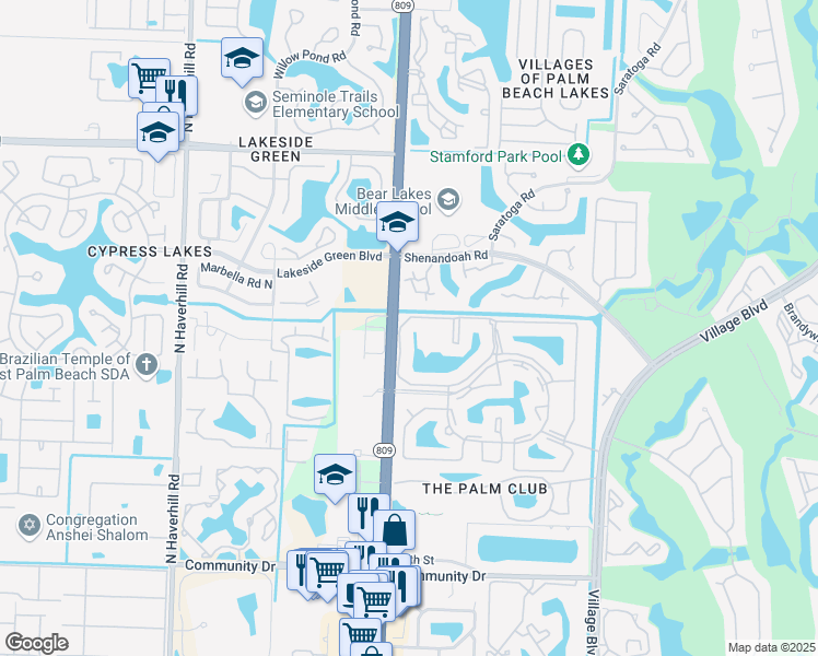 map of restaurants, bars, coffee shops, grocery stores, and more near 1006 Green Pine Boulevard in West Palm Beach