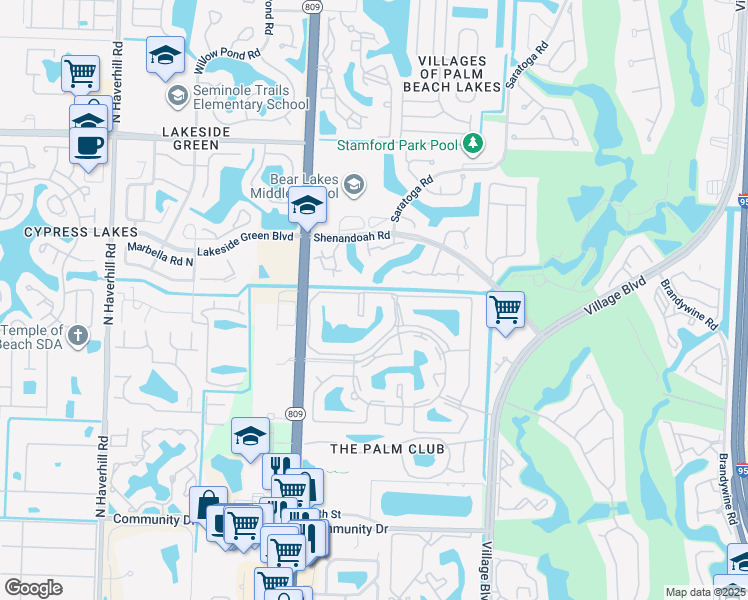 map of restaurants, bars, coffee shops, grocery stores, and more near 1012 Green Pine Boulevard in West Palm Beach