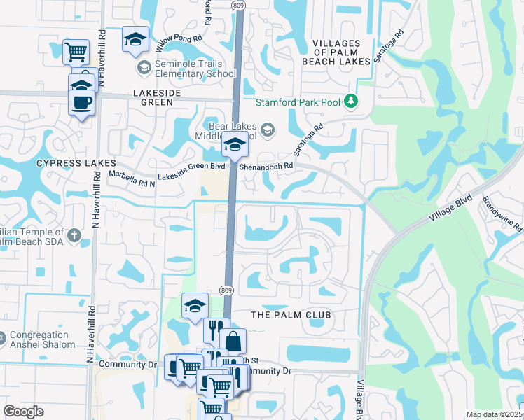 map of restaurants, bars, coffee shops, grocery stores, and more near 1007 Green Pine Boulevard in West Palm Beach