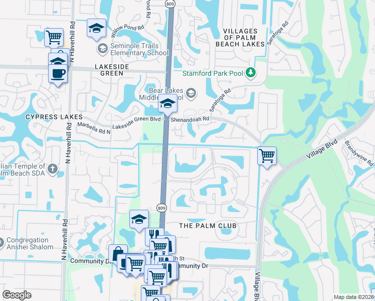 map of restaurants, bars, coffee shops, grocery stores, and more near 1007 Green Pine Boulevard in West Palm Beach