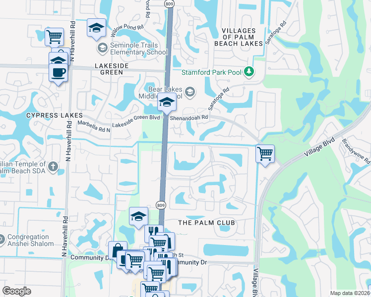 map of restaurants, bars, coffee shops, grocery stores, and more near 1008 Green Pine Boulevard in West Palm Beach