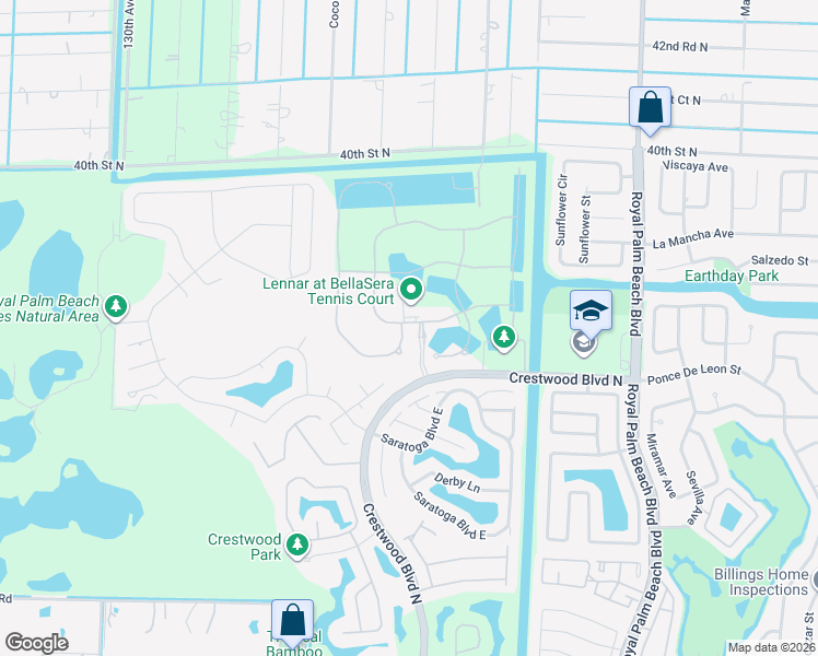 map of restaurants, bars, coffee shops, grocery stores, and more near 3101 Streng Lane in Royal Palm Beach