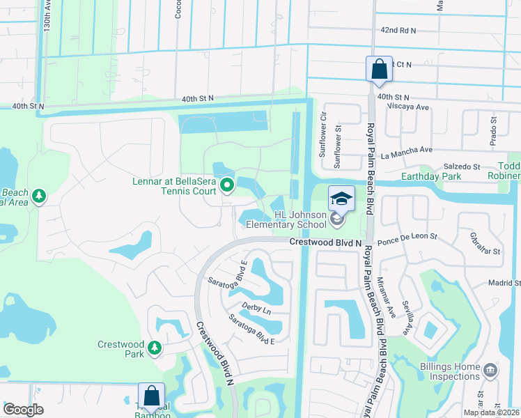 map of restaurants, bars, coffee shops, grocery stores, and more near 3219 Klays Court in Royal Palm Beach