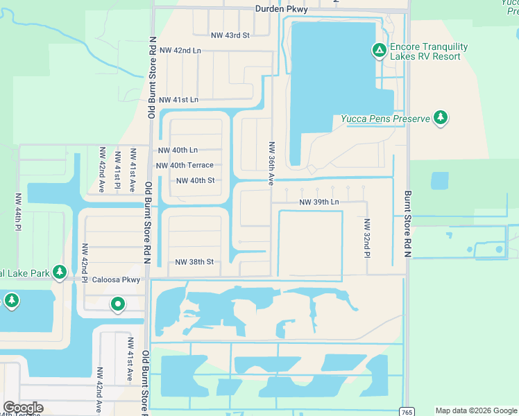map of restaurants, bars, coffee shops, grocery stores, and more near 3850 Northwest 36th Avenue in Cape Coral