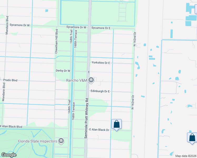 map of restaurants, bars, coffee shops, grocery stores, and more near 16393 Lancashire Drive East in Loxahatchee