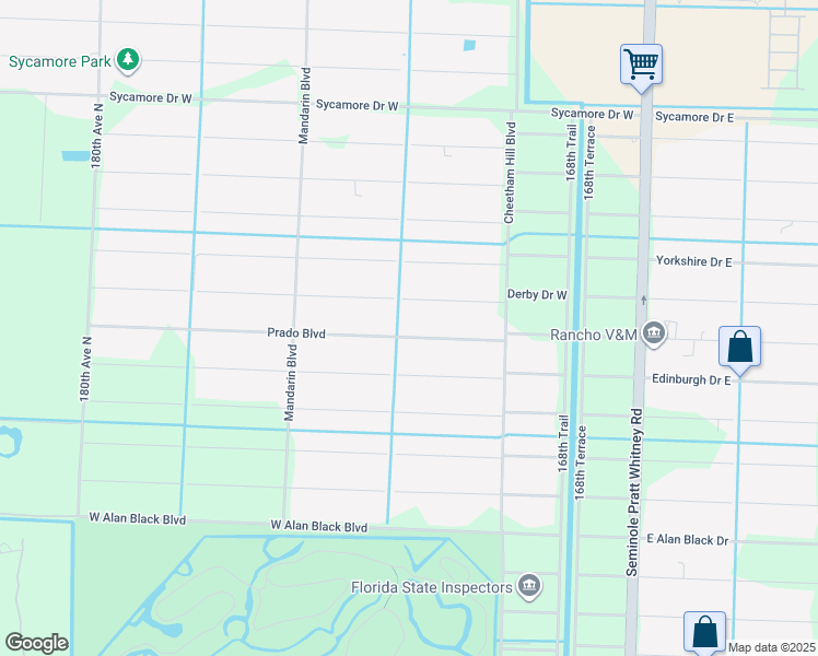 map of restaurants, bars, coffee shops, grocery stores, and more near 17253 Prado Boulevard in Loxahatchee