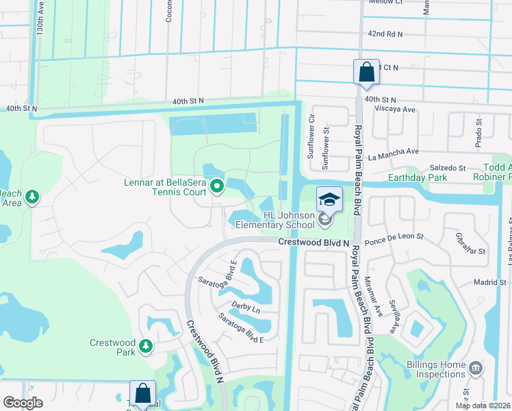map of restaurants, bars, coffee shops, grocery stores, and more near 3219 Klays Court in Royal Palm Beach