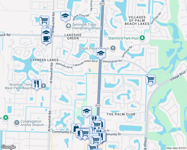 map of restaurants, bars, coffee shops, grocery stores, and more near 4685 Tara Cove Way in West Palm Beach