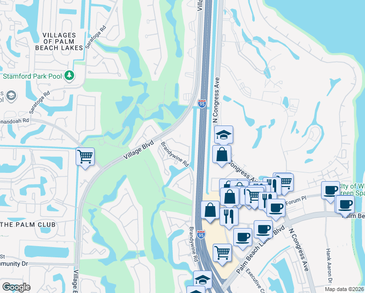 map of restaurants, bars, coffee shops, grocery stores, and more near 2006 Normandy Circle in West Palm Beach