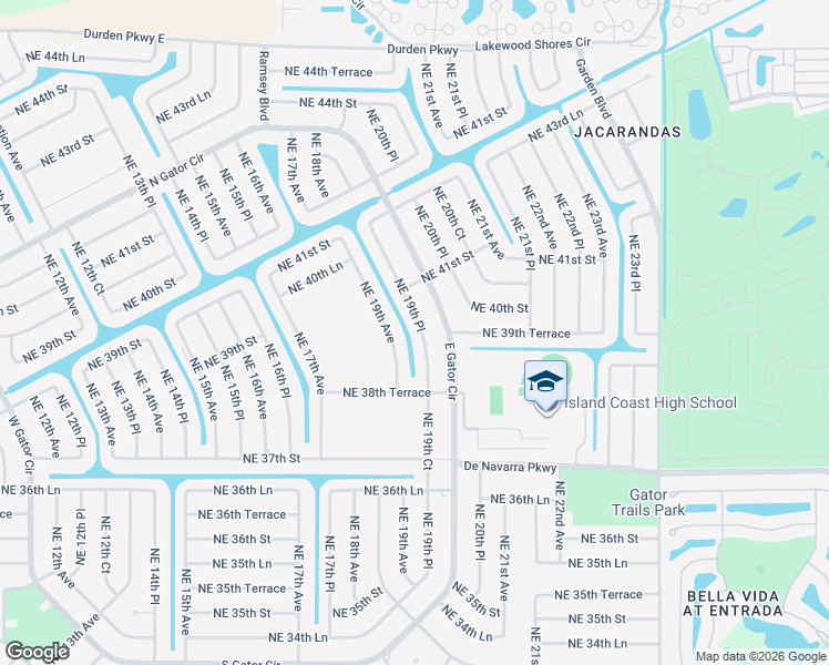 map of restaurants, bars, coffee shops, grocery stores, and more near 3906 Northeast 19th Place in Cape Coral