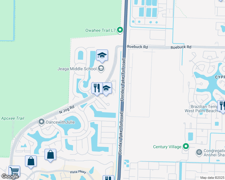 map of restaurants, bars, coffee shops, grocery stores, and more near 3780 North Jog Road in West Palm Beach