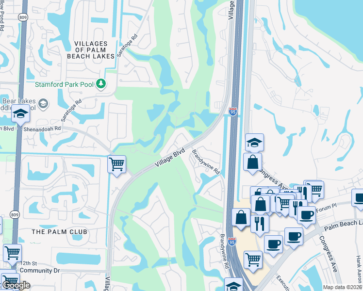 map of restaurants, bars, coffee shops, grocery stores, and more near 2193 Regents Circle in West Palm Beach
