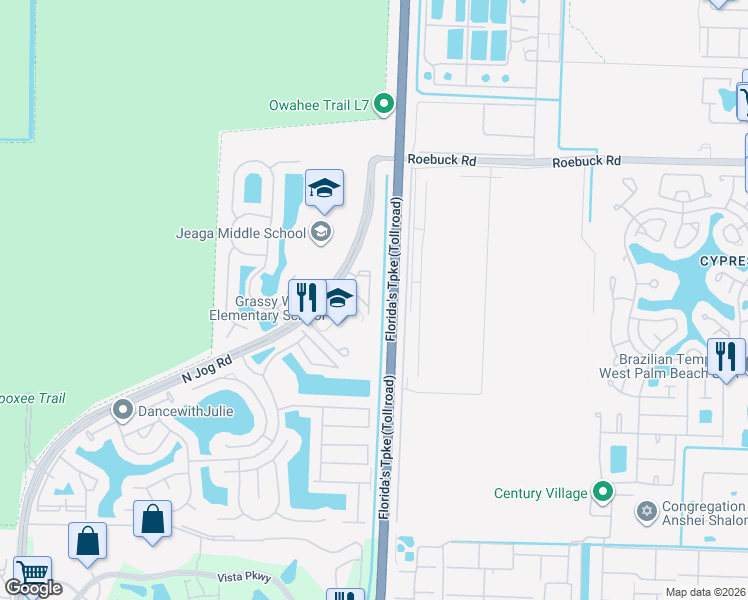 map of restaurants, bars, coffee shops, grocery stores, and more near 3760 North Jog Road in West Palm Beach
