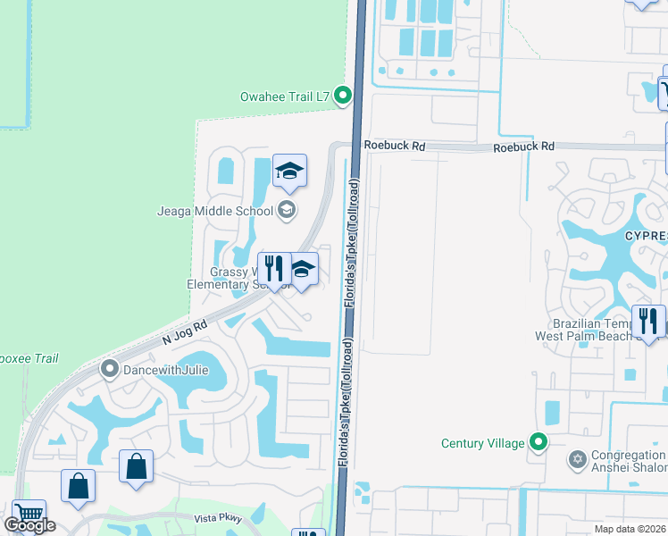 map of restaurants, bars, coffee shops, grocery stores, and more near 3740 North Jog Road in West Palm Beach