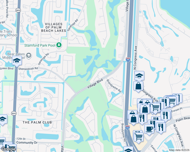 map of restaurants, bars, coffee shops, grocery stores, and more near 2099 Regents Boulevard in West Palm Beach
