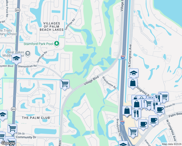 map of restaurants, bars, coffee shops, grocery stores, and more near 2099 Regents Boulevard in West Palm Beach