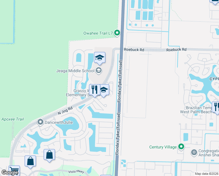 map of restaurants, bars, coffee shops, grocery stores, and more near 3790 North Jog Road in West Palm Beach