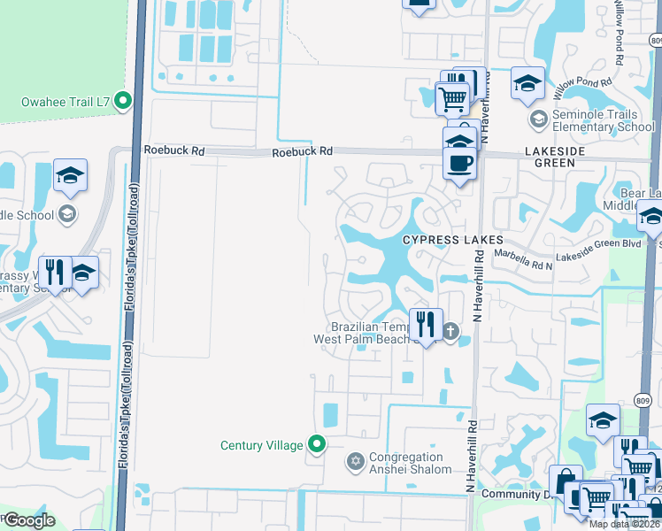 map of restaurants, bars, coffee shops, grocery stores, and more near 3554 Amalfi Drive in West Palm Beach