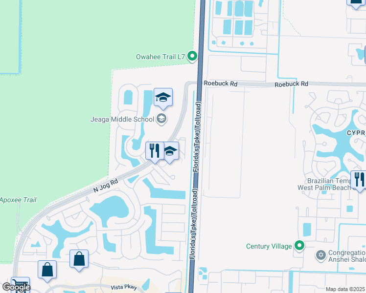 map of restaurants, bars, coffee shops, grocery stores, and more near 3740 North Jog Road in West Palm Beach