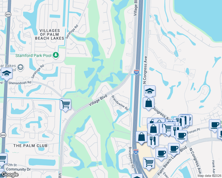 map of restaurants, bars, coffee shops, grocery stores, and more near 2184 Regents Boulevard in West Palm Beach