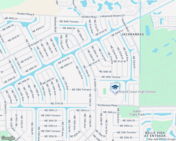 map of restaurants, bars, coffee shops, grocery stores, and more near 4005 Northeast 19th Place in Cape Coral