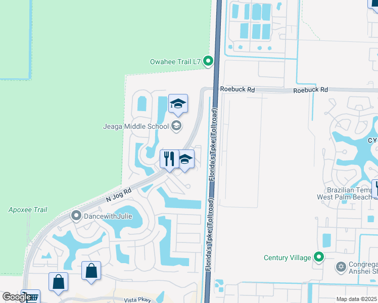 map of restaurants, bars, coffee shops, grocery stores, and more near 3810 North Jog Road in West Palm Beach