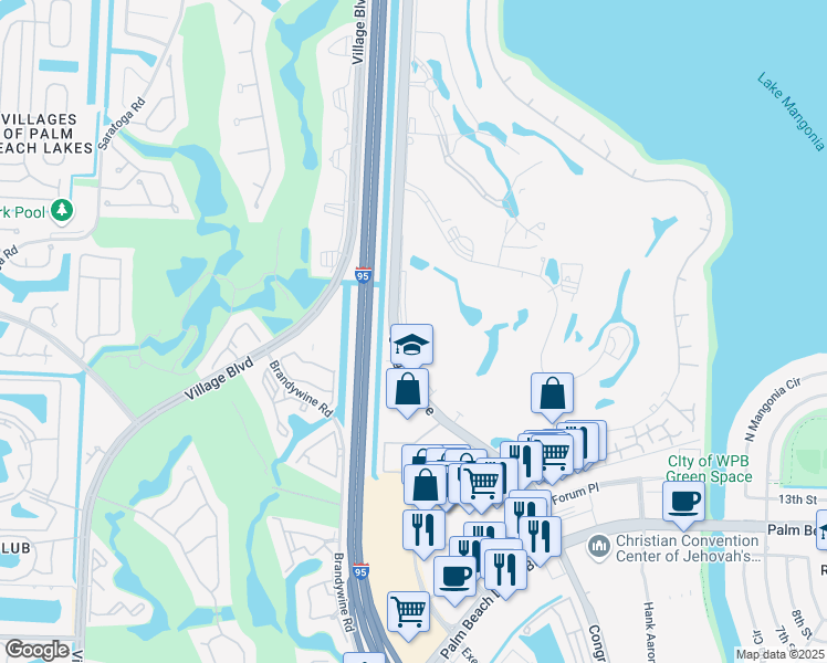 map of restaurants, bars, coffee shops, grocery stores, and more near 1860 North Congress Avenue in West Palm Beach
