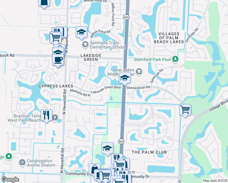 map of restaurants, bars, coffee shops, grocery stores, and more near 3701 Savoy Lane in West Palm Beach