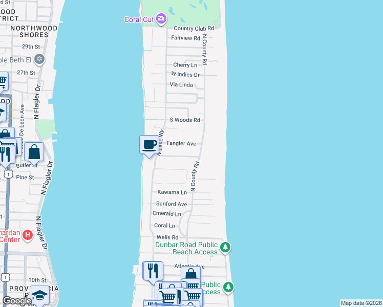 map of restaurants, bars, coffee shops, grocery stores, and more near in Palm Beach