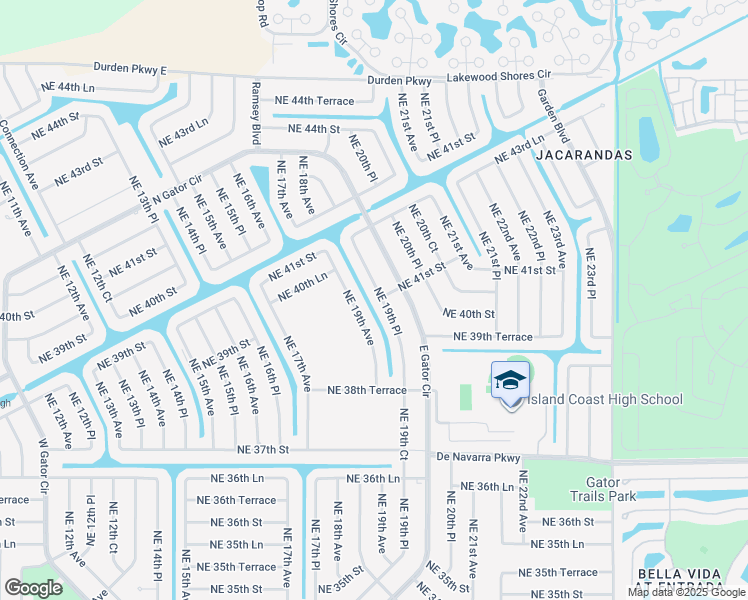 map of restaurants, bars, coffee shops, grocery stores, and more near 4005 Northeast 19th Place in Cape Coral