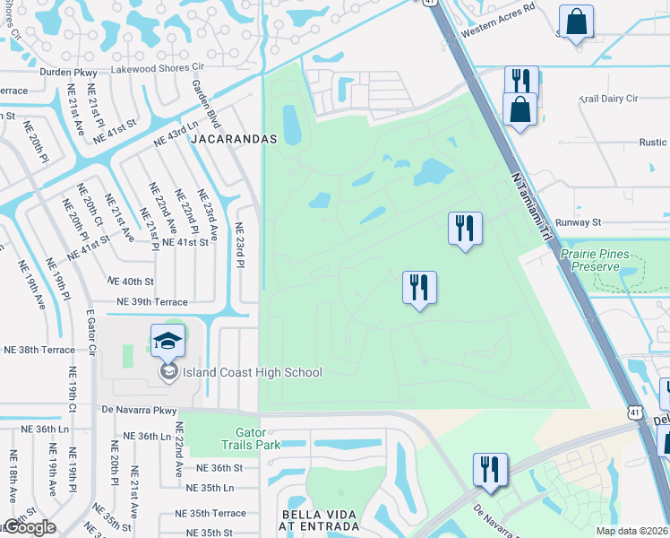 map of restaurants, bars, coffee shops, grocery stores, and more near 750-758 Via Del Sol in North Fort Myers