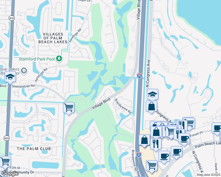 map of restaurants, bars, coffee shops, grocery stores, and more near 2184 Regents Boulevard in West Palm Beach