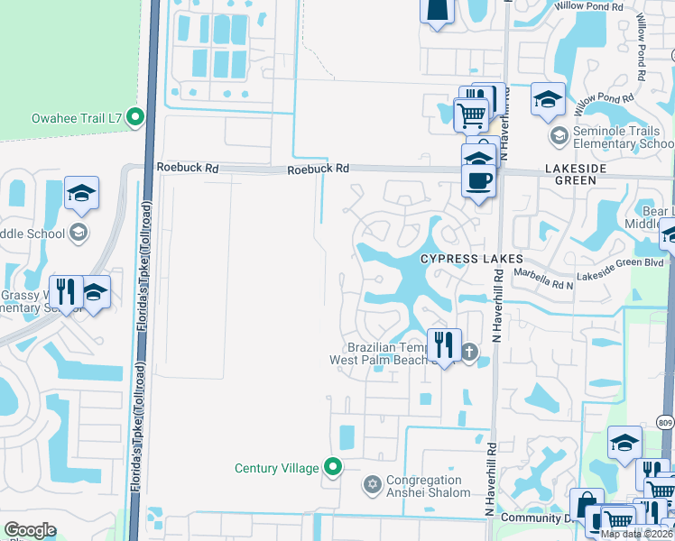map of restaurants, bars, coffee shops, grocery stores, and more near 3554 Amalfi Drive in West Palm Beach