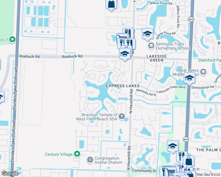 map of restaurants, bars, coffee shops, grocery stores, and more near 5170 Nicholas Drive in West Palm Beach