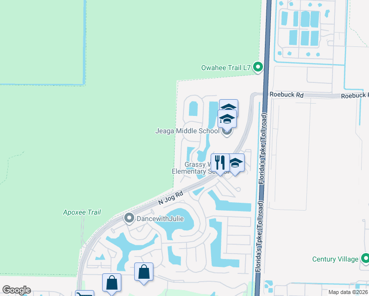 map of restaurants, bars, coffee shops, grocery stores, and more near 3753 Victoria Road in West Palm Beach