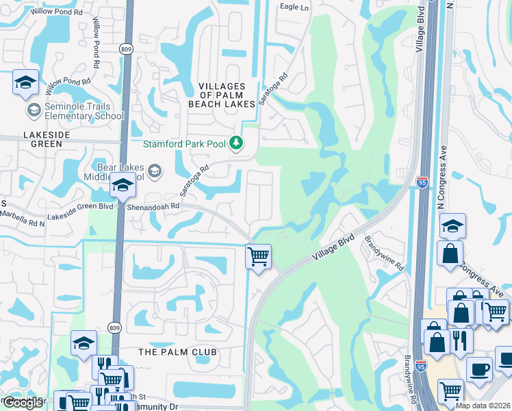map of restaurants, bars, coffee shops, grocery stores, and more near 2067 Cezanne Road in West Palm Beach