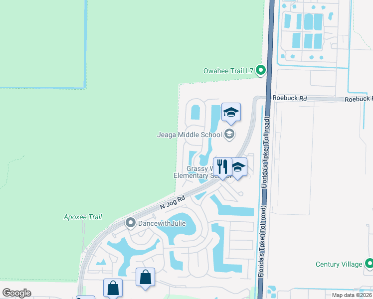 map of restaurants, bars, coffee shops, grocery stores, and more near 3753 Victoria Road in West Palm Beach