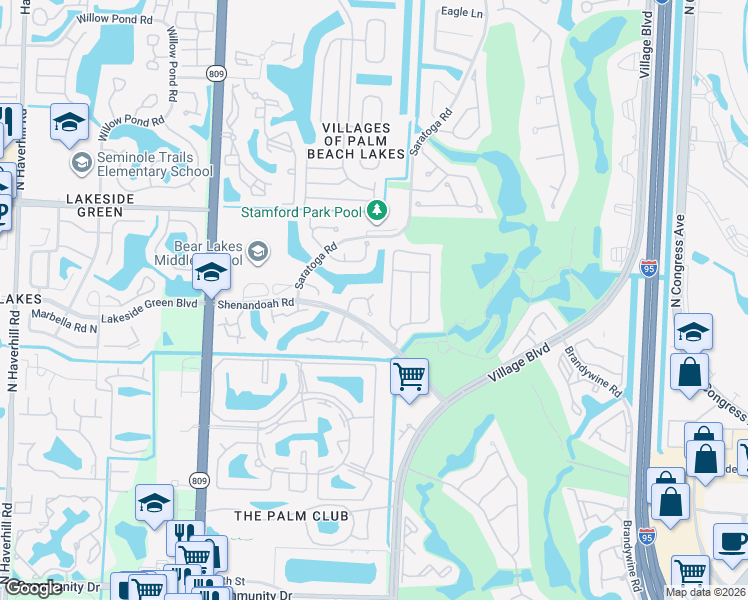 map of restaurants, bars, coffee shops, grocery stores, and more near 3136 Kingston Court in West Palm Beach