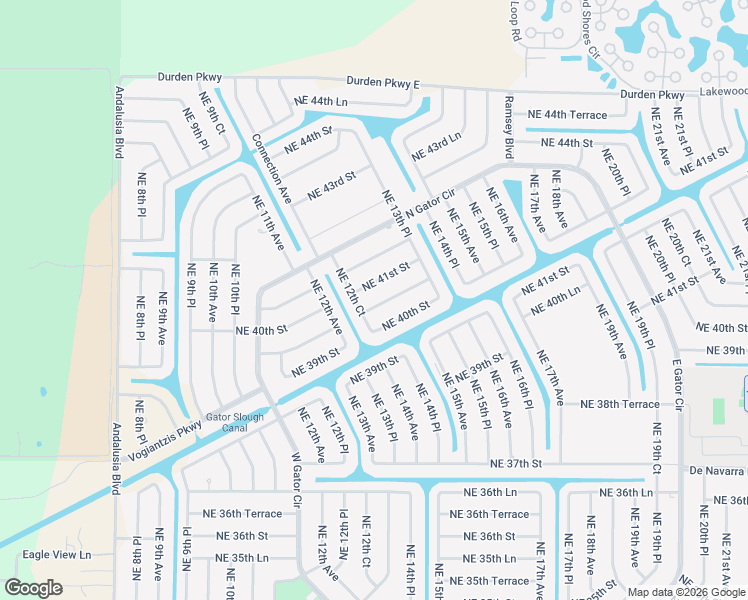 map of restaurants, bars, coffee shops, grocery stores, and more near 1223 Northeast 40th Terrace in Cape Coral