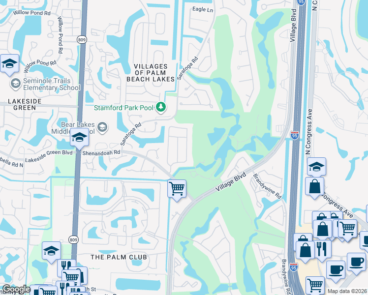 map of restaurants, bars, coffee shops, grocery stores, and more near 2085 Chagall Cir in West Palm Beach